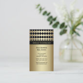 #2モダンで黒い金ゴールドのダイヤモンドの名刺 名刺 (スタンド正面)