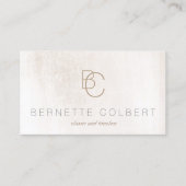 2モダンイニシャルモノグラムブラシ白大理石 名刺 (正面)