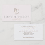 2モダンイニシャルモノグラム淡い色のピンク美しい 名刺 (正面/裏面)