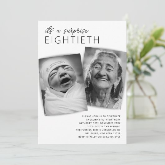 2モダンフォトサプライズ80th誕生日パーティー 招待状 (スタンド正面)