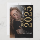 2モダンフォトブラック金ゴールド2023卒業 案内状 (正面)