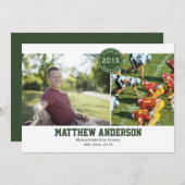 2モダンフォト卒業招待状-緑 招待状 (正面/裏面)