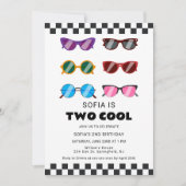 2モダン人のクールサングラスガール2nd誕生日の招待 招待状 (正面)