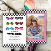 2モダン人のクールサングラスガール2nd誕生日の招待 招待状