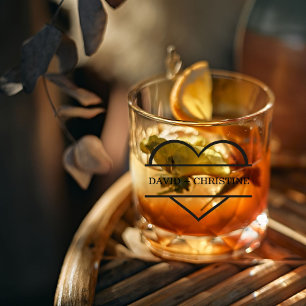 2モダン人の手を握る名前をカスタムする結婚 ウイスキーグラス