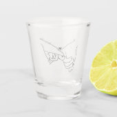 2モダン人の手を握る名前をカスタムする結婚 ショットグラス (裏面)