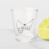 2モダン人の手を握る名前をカスタムする結婚 ショットグラス (正面)