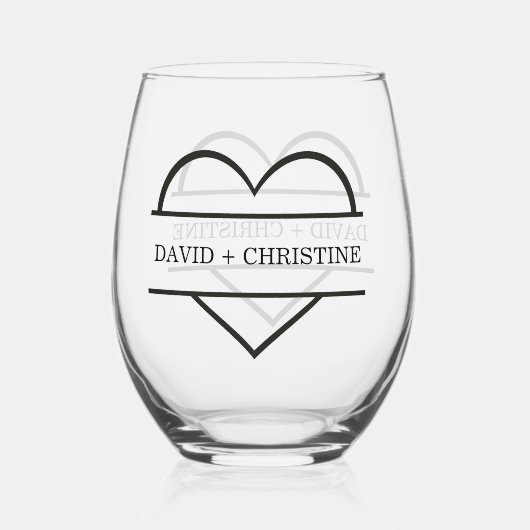 2モダン人の手を握る名前をカスタムする結婚 ステムなしワイングラス (裏面)