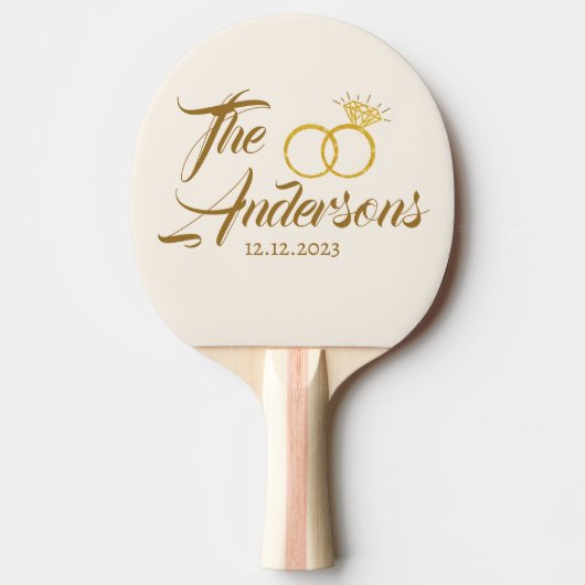 2モダン人結婚のカップルのリングや輪の愛称Date Golden 卓球ラケット (正面)