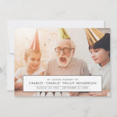 2モダン写真黒手書き台本葬儀 サンキューカード (裏面)