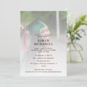 2モダン枚のフォトフェードの卒業パーティー 招待状 (スタンド正面)