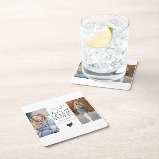 2モダン枚の写真が思い出の賛辞を愛 スクエアペーパーコースター (インサイチュ)
