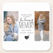 2モダン枚の写真が思い出の賛辞を愛 スクエアペーパーコースター (正面)