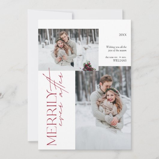 2モダン枚の写真の後結婚で楽しく シーズンカード (正面)