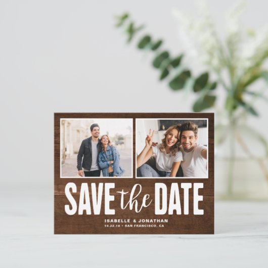 2モダン枚の写真の濃い木が日付を救う 案内ポストカード (スタンド正面)