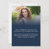 2モダン枚の写真ネイビー金ゴールド2025年卒業 案内状 (裏面)