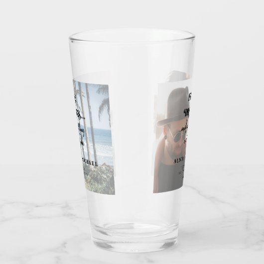 2モダン枚の写真フリー飲み物の結婚式の日付を保存 タンブラーグラス (右)