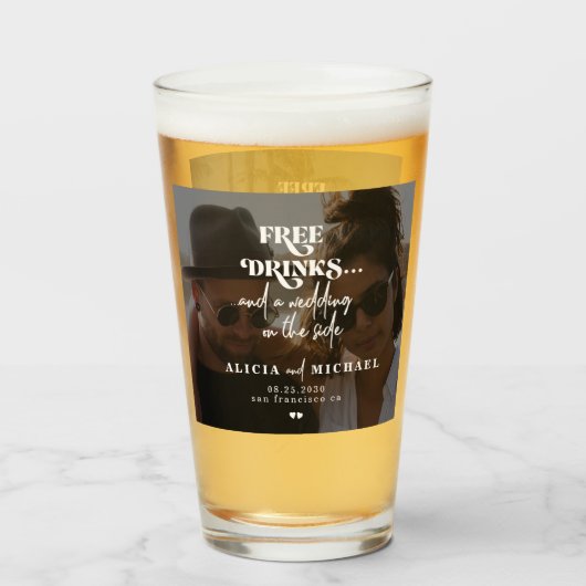 2モダン枚の写真フリー飲み物の結婚式の日付を保存 タンブラーグラス (ドリンク正面)