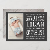 2モダン素朴枚の写真の誕生のお知らせ 案内状 (正面/裏面)