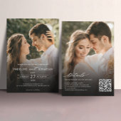 2モダン エレガント写真QRコード全結婚体 招待状