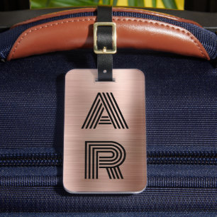 2モノグラムエレガントイニシャルバラ金ゴールド金属 ラゲッジタグ