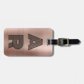 2モノグラムエレガントイニシャルバラ金ゴールド金属 ラゲッジタグ (正面横)