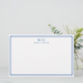 2モノグラムエレガントネイビーブルージオメトリック縁どス 便箋 (スタンド正面)