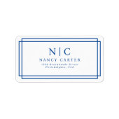 2モノグラムエレガントネイビーブルージオメトリック ラベル (正面)