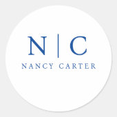 2モノグラムエレガントネイビーブルー名 ラウンドシール (正面)