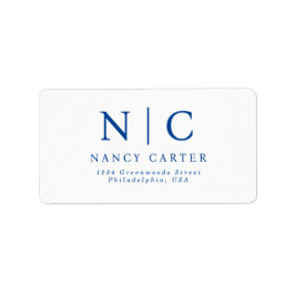 2モノグラムエレガントネイビーブルー差出人住所 ラベル