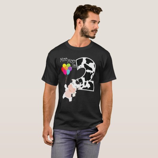 2モー歳の2歳の誕生日パーティーファーム牛 Tシャツ (正面フル)