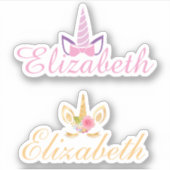 2ユニコーン名前をカスタムするピンクと金ゴールドのセット シール (正面)