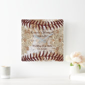 2ユニーク人の野球パーソナライズされたのギフ結婚ト スクエア壁時計 (ホーム)