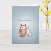 2ユニーク回忌猫とフクロウが好き カード (黄色い花)