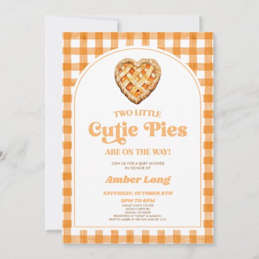 2リトルかわいこちゃんパイレトロツインズベビーシャワー 招待状 (正面)