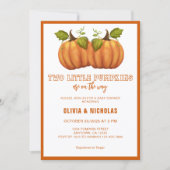 2リトルカボキンツインモダン秋ベビーシャワー 招待状 (正面)