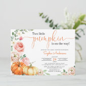 2リトルカボチャ秋フローラツインズベビーシャワー 招待状 (スタンド正面)