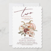 2リトルカボチャ秋開花ツインベビーシャワー 招待状 (正面)