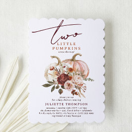 2リトルカボチャ秋開花ツインベビーシャワー 招待状