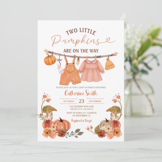 2リトルカボチャ赤ちゃんシャワークロースレインフローラ 招待状 (スタンド正面)