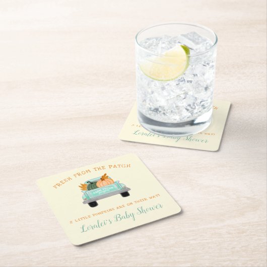 2リトルカンプキンスファームトラック秋ベビーシャワー スクエアペーパーコースター (インサイチュ)
