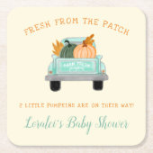 2リトルカンプキンスファームトラック秋ベビーシャワー スクエアペーパーコースター (正面)