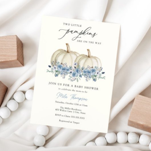 2リトルカンプキンズブルーベビーシャワー招待状 招待状