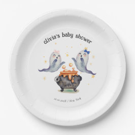 2リトルボス幽霊ハロウィンツインズベビーシャワー ペーパープレート