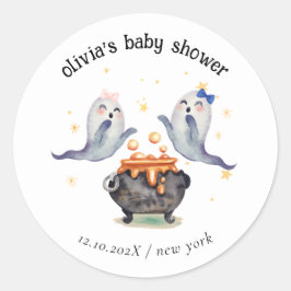 2リトルボス幽霊ハロウィンツインズベビーシャワー ラウンドシール