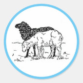 2リトルラムズキュートヒツファームスケッチ ラウンドシール (正面)