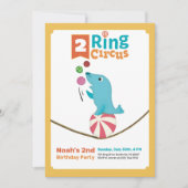 2リングや輪サーカス動物シール2nd誕生日招待状 招待状 (正面)