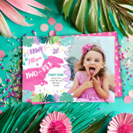 2レックスピンク恐竜ガール第2誕生日 招待状