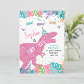 2レックスピンク恐竜ガール2nd誕生日招待状 招待状 (スタンド正面)