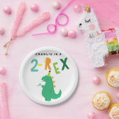 2レックス恐竜2歳の誕生日パーティープレート ペーパープレート (パーティー)